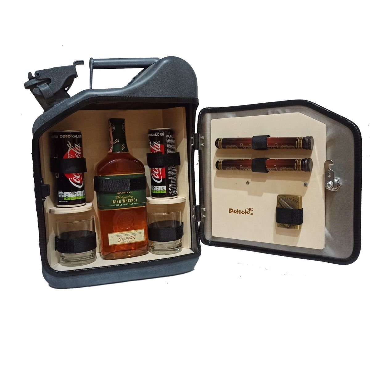 Kanister bar JERRYCAN - minibar v 10L bandaske + 2 poháre na